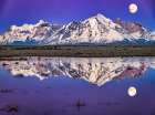 Torres del Paine reflection moon, Chile Art Print